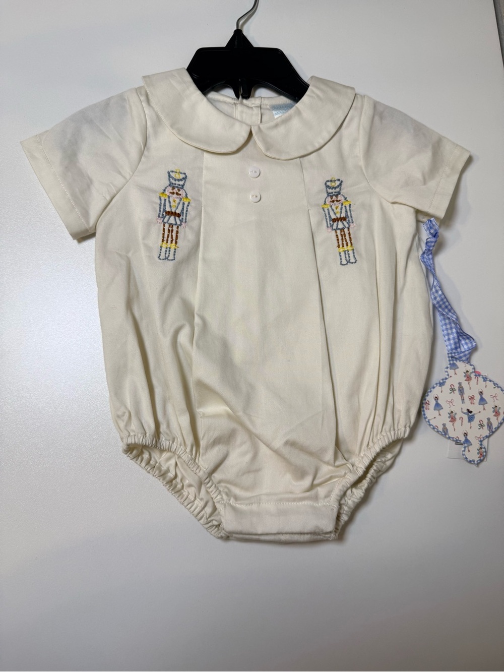 NWT. 3m Edgehill collection Cream Nutcracker Smocked Baby Romper
